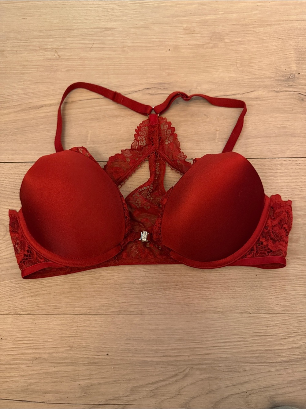 La SENZA Red Lace Racerback Push-Up Bra
